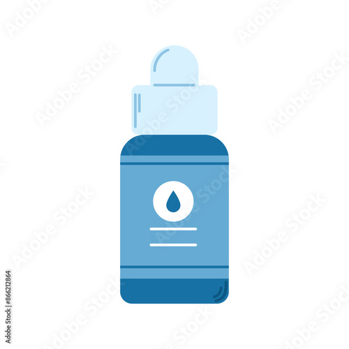 Nasal bottle. Nose bottle. Glass medical container with liquid for relief for a runny nose. Nasal drop remedy
