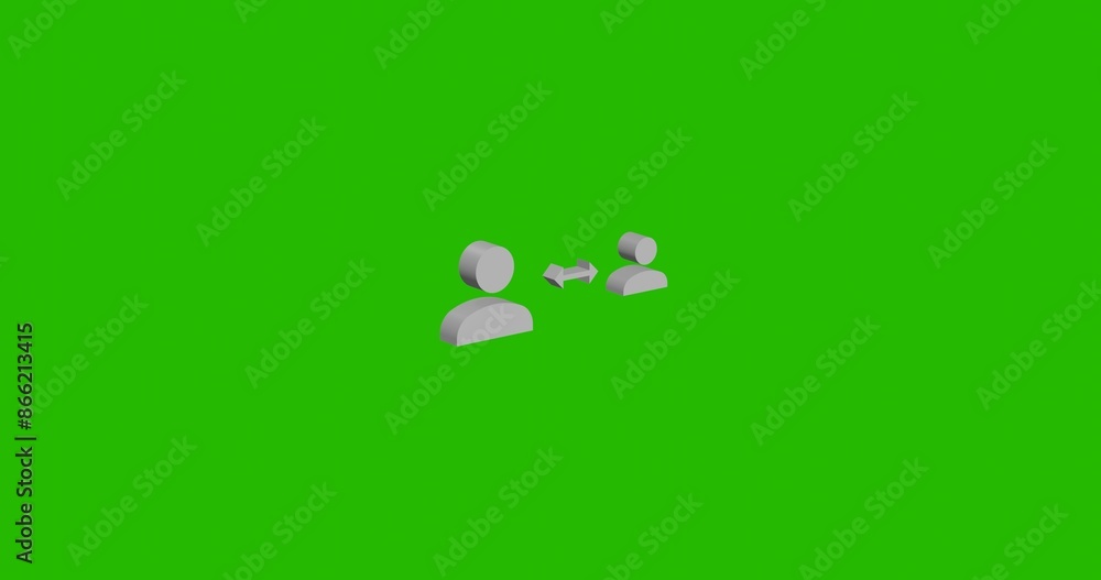 Isolated realistic white social distance symbol front view with shadow. 3d illustration on green chroma key background Isolated realistic white social distance symbol front view with shadow. 3d illustration on green chroma key background