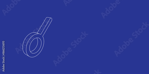The outline of a large astrological connection symbol made of white lines on the left. 3D view of the object in perspective. Vector illustration on indigo background
