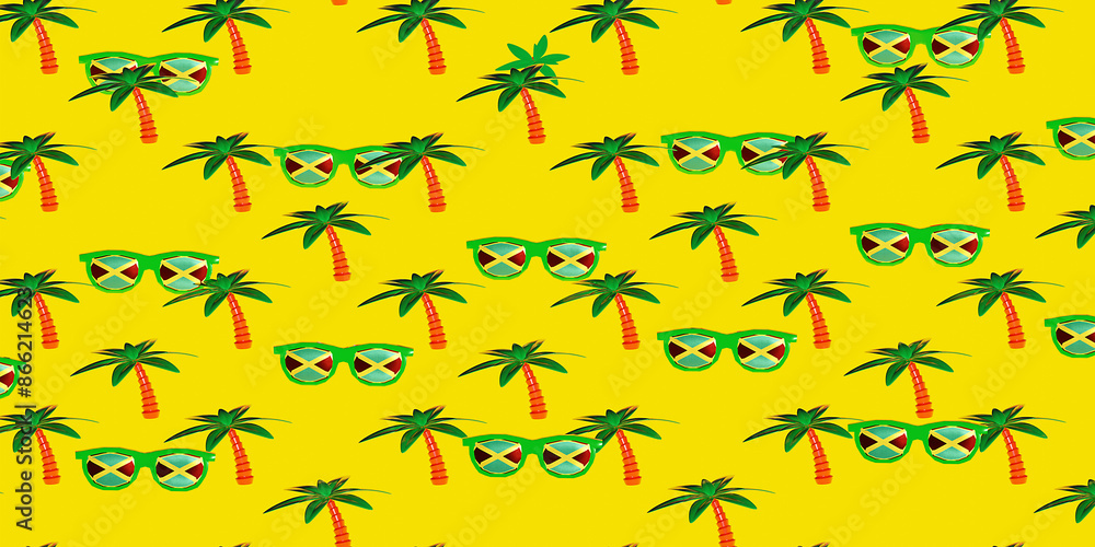 Jamaica pattern illustration. 3d render. Jamaica pattern illustration. 3d render.