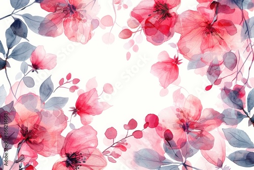 Wallpaper Mural Pink and Blue Watercolor Floral Design Torontodigital.ca