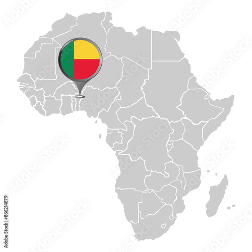 map of the Benin with other countries of the continent of Africa. Flag of Benin.