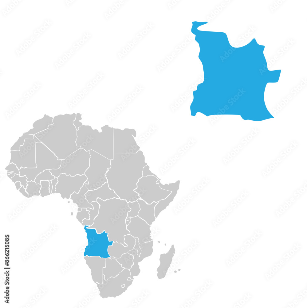 Outline of the map of Angola with regions Outline of the map of Angola with regions
