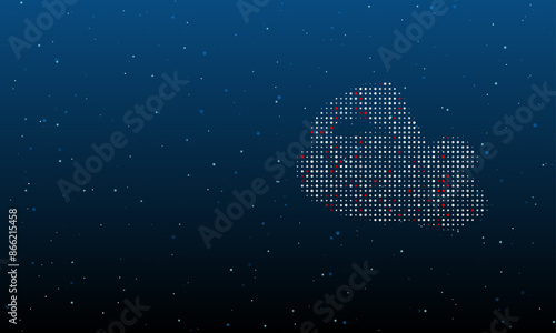 On the right is the electric plane symbol filled with white dots. Background pattern from dots and circles of different shades. Vector illustration on blue background with stars