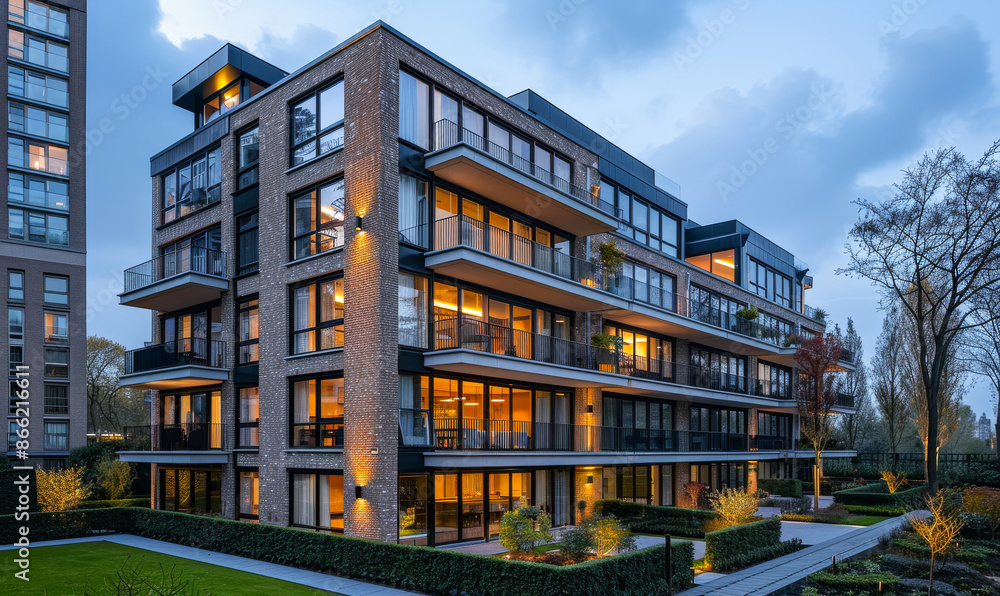 A large apartment building with a lot of windows and a balcony A large apartment building with a lot of windows and a balcony