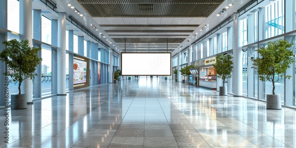 Blank Advertisement in a Modern Airport Blank Advertisement in a Modern Airport
