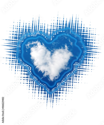 White cloud shape heart in the blue sky ,isolated