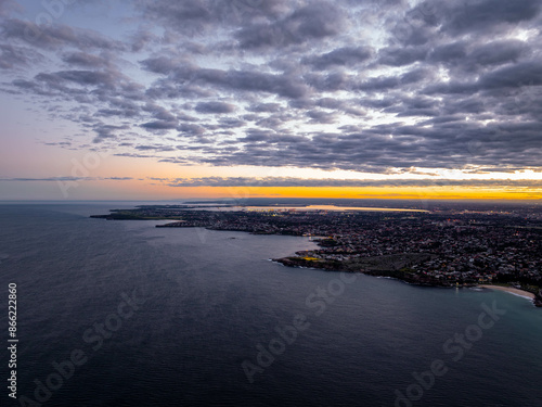 Photography The Shore of the Pacific Ocean at Sydney in Twilight Lights
