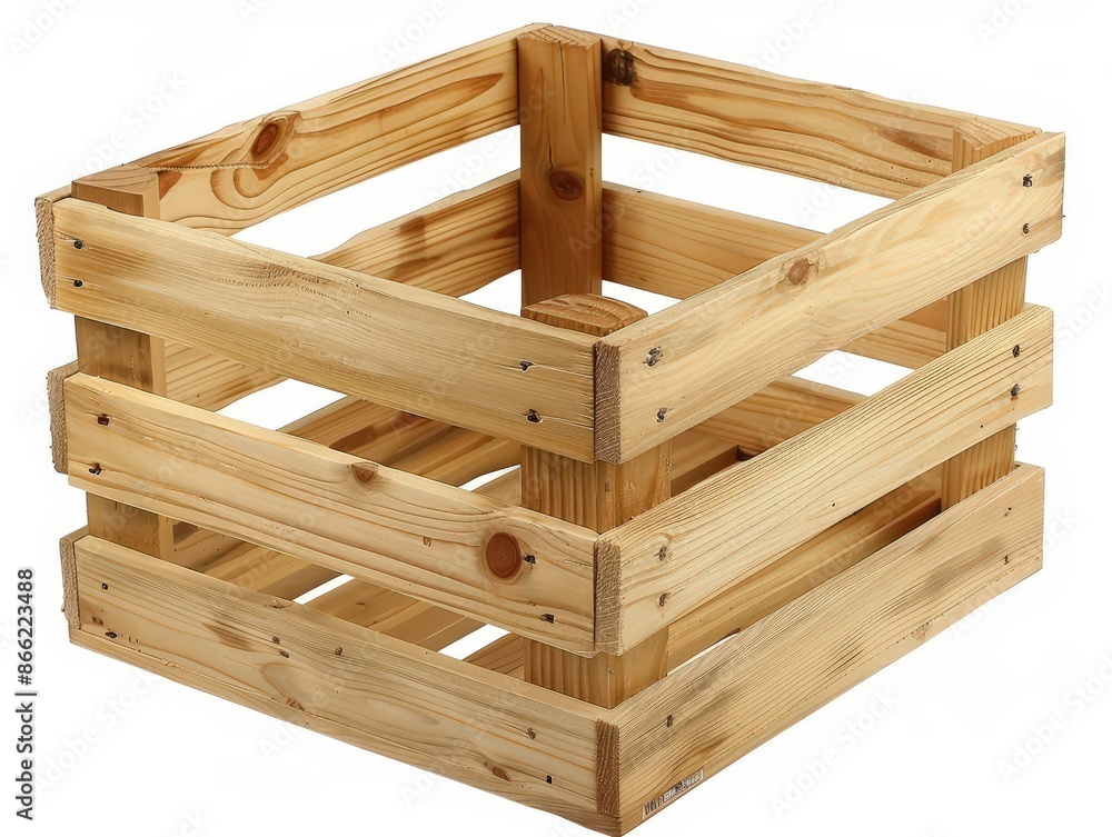 Empty Wooden Crate Isolated on White Background Empty Wooden Crate Isolated on White Background