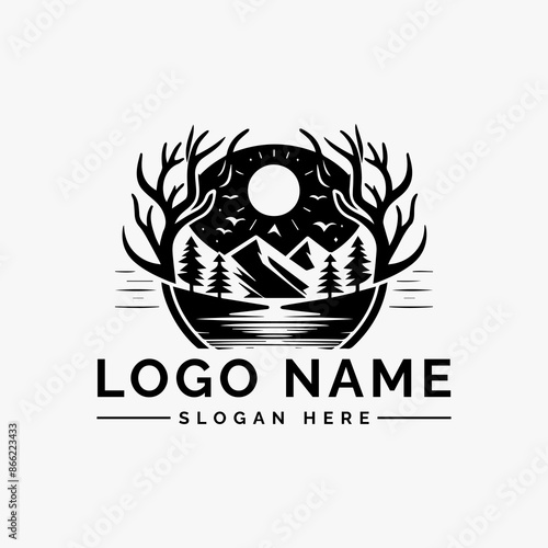 elk creek vector logo design