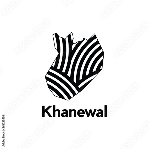 Map City of Khanewal vector design template, national borders and important cities illustration on white background photo