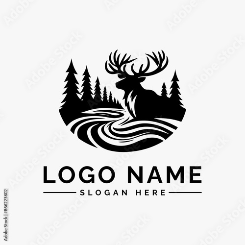elk creek vector logo design