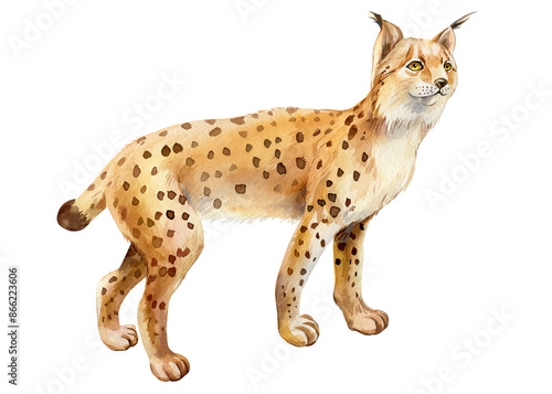 Canvas Print Lynx watercolor isolated on white background