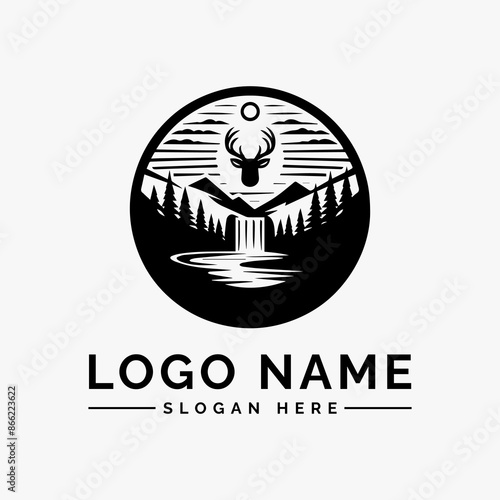 elk creek vector logo design