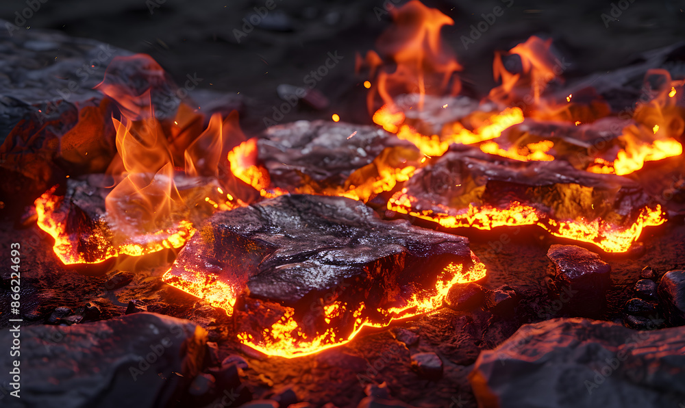 Fototapeta premium fire spark burn on dark background