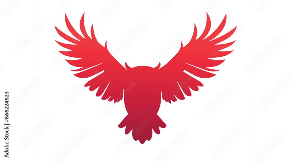 Obraz premium Red Owl Silhouette Logo eagle with red wings