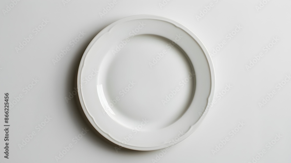 Classic White Plate with Simple Design on Clean Isolated Background Classic White Plate with Simple Design on Clean Isolated Background