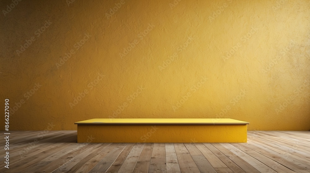 Yellow podium product with wall texture background Yellow podium product with wall texture background