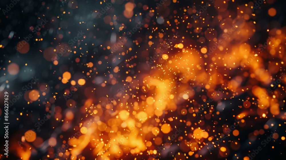 Close-up of fiery flames with sparks flying in the air Close-up of fiery flames with sparks flying in the air