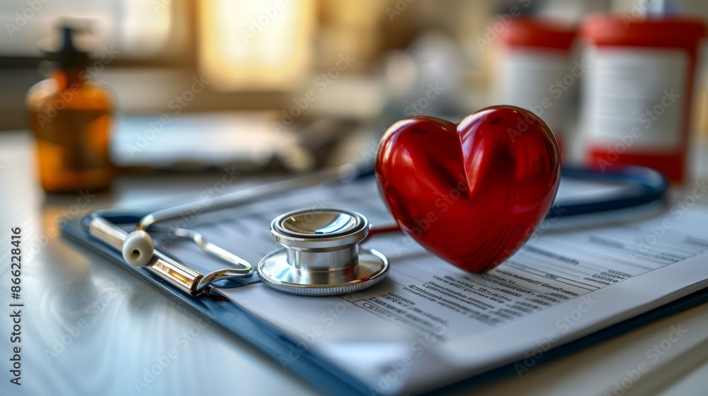 closeup stethoscope heart clipboard medical uniform closeup stethoscope heart clipboard medical uniform