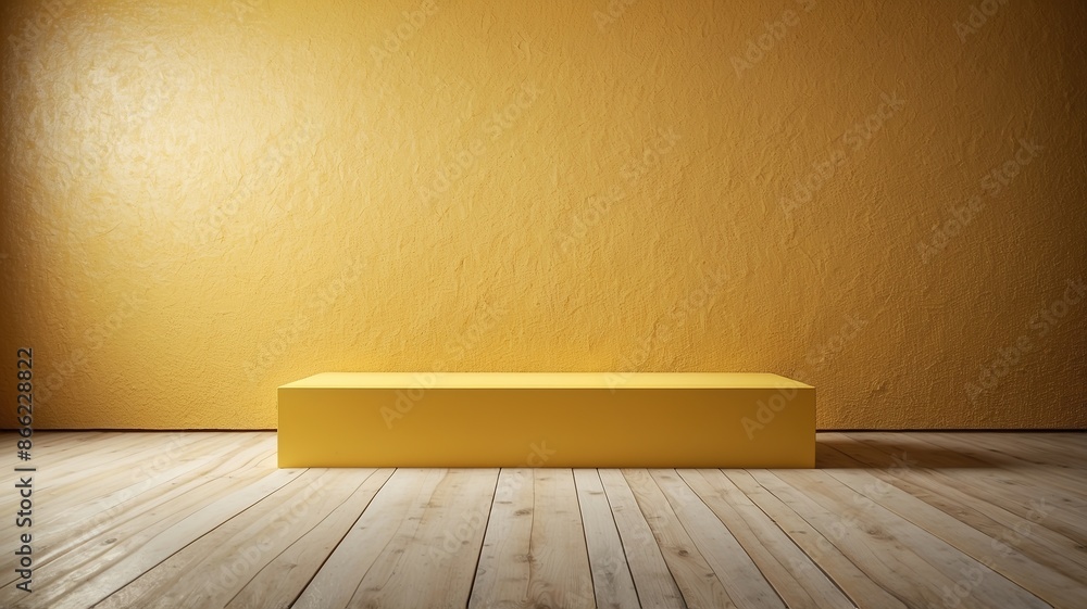 Yellow podium product with wall texture background Yellow podium product with wall texture background