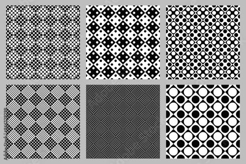  geometrical retro circle pattern background set -  vector graphic
