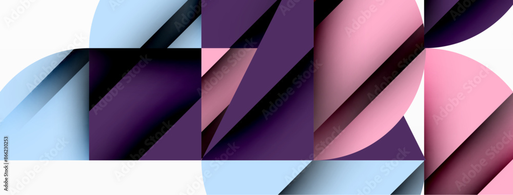 Circle, square and flower petal geometric background. Round shapes composition for wallpaper, banner, background or landing Circle, square and flower petal geometric background. Round shapes composition for wallpaper, banner, background or landing