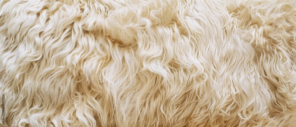 Panoramic close-up, high detail scan of llama fur material, Generative AI Panoramic close-up, high detail scan of llama fur material, Generative AI