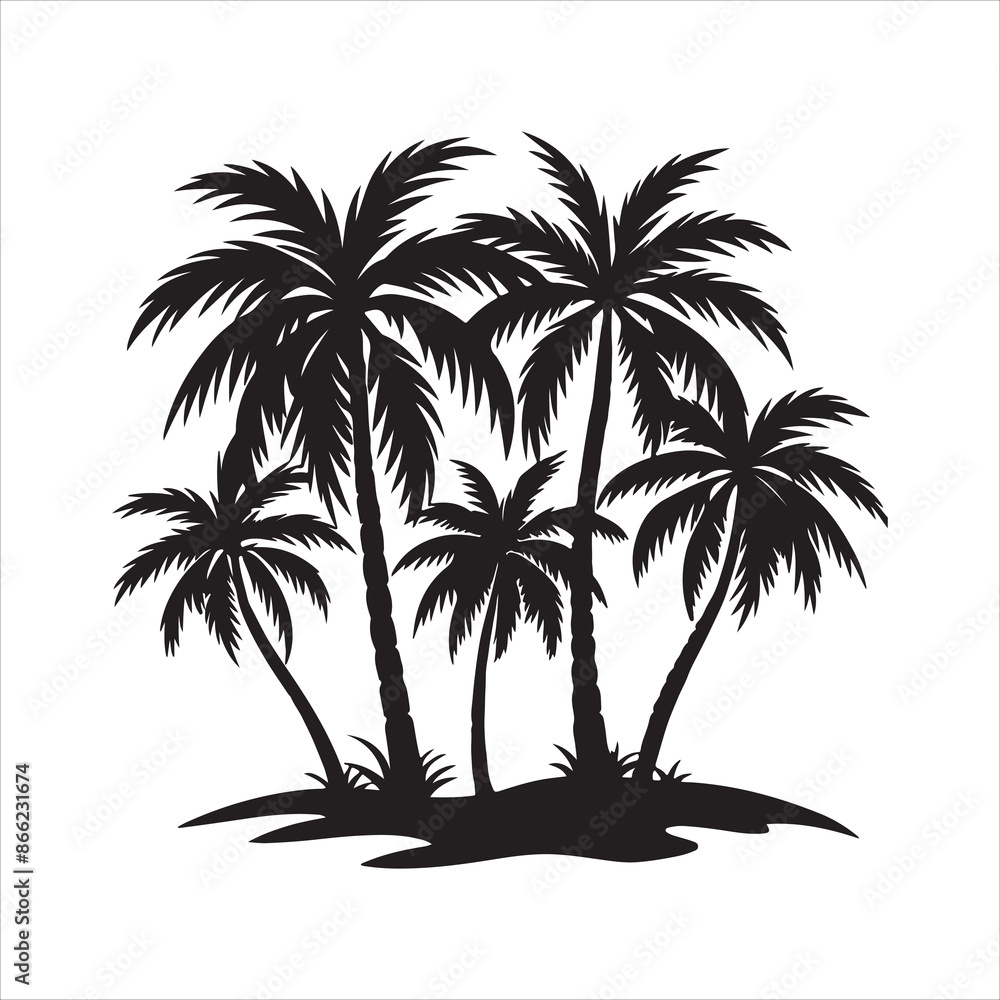 Obraz premium Palm Trees silhouette design vector art AI generated 