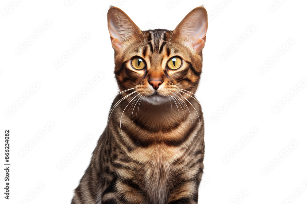 The Striped Majesty: A Captivating Gaze on White or PNG Transparent Background. The Striped Majesty: A Captivating Gaze on White or PNG Transparent Background.