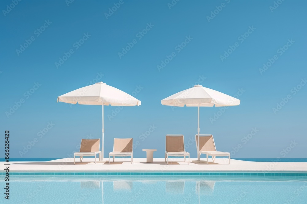 Fototapeta premium Swimming pool architecture furniture umbrella.