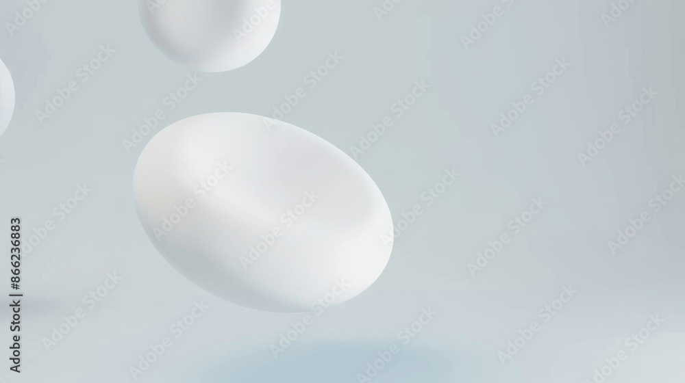 all white round floating object, irregular shape with rounded matte texture, artistic design, blurred foreground, white empty space all white round floating object, irregular shape with rounded matte texture, artistic design, blurred foreground, white empty space