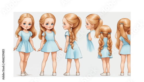 A Little girl character with different expressions