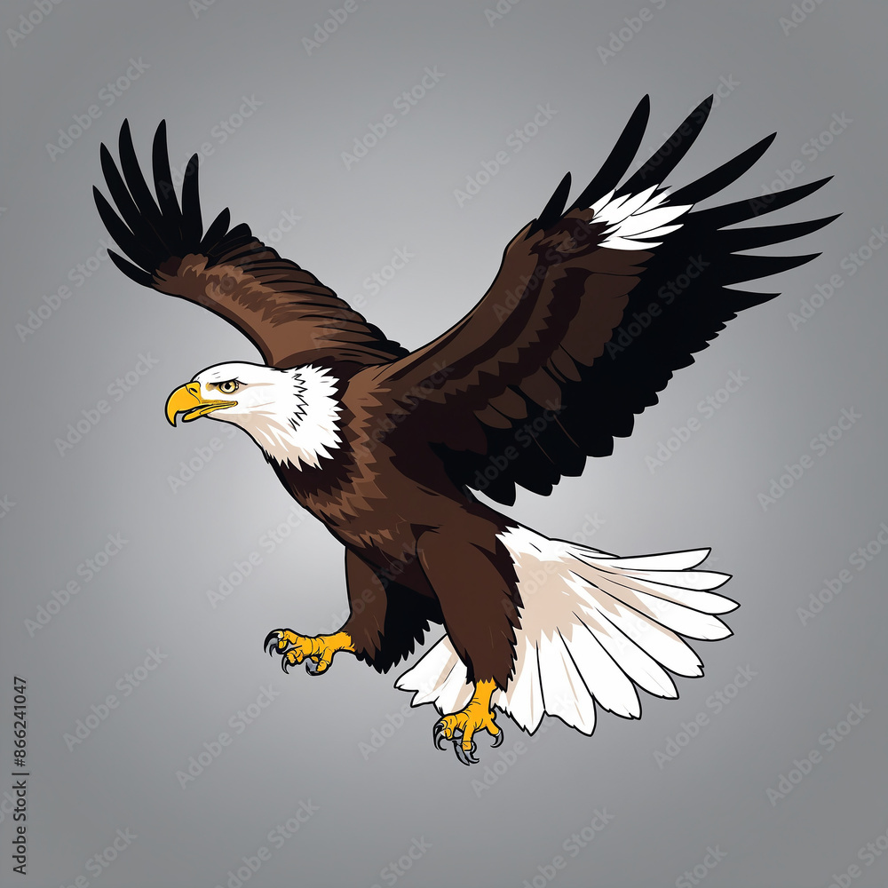 Fototapeta premium A Flying eagle with open wings