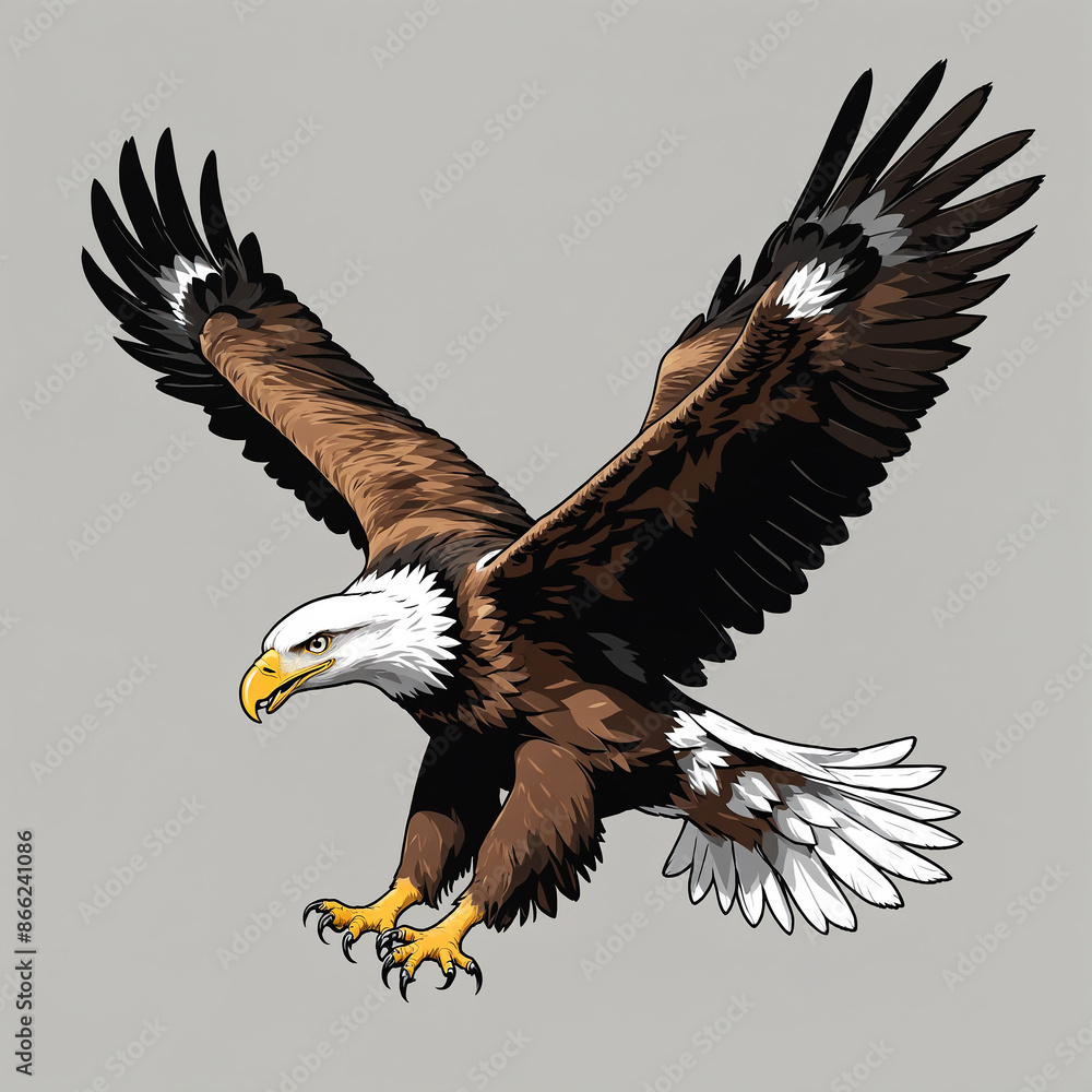 Obraz premium A Flying eagle with open wings