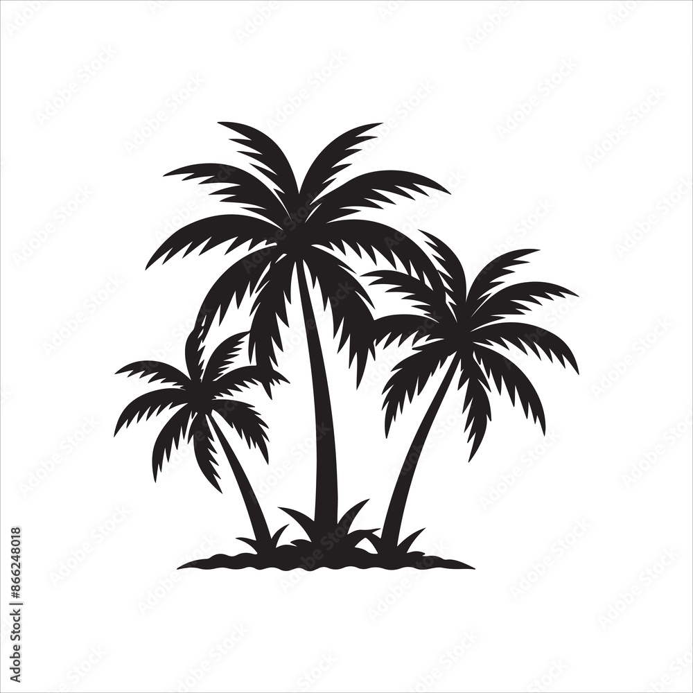 Obraz premium Palm Trees silhouette design vector art AI generated 