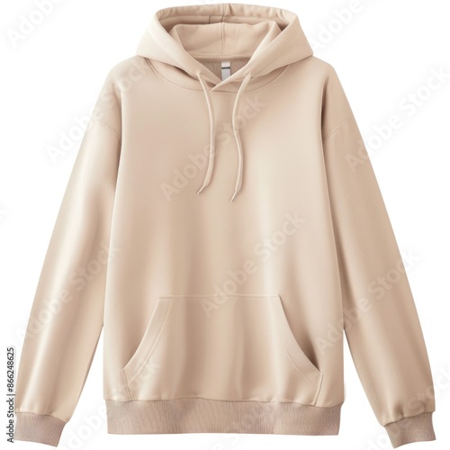 Beige sweatshirt template. Sweatshirt long sleeve with clipping path, hoody for design mockup for print, white background © Various Backgrounds