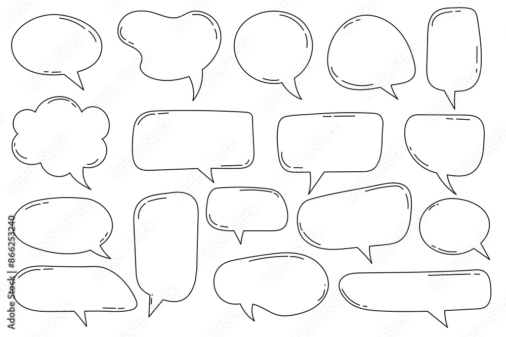 Obraz premium Hand drawn outline speech bubbles collection