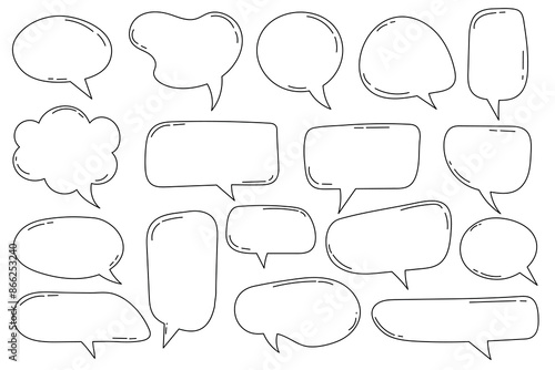 Hand drawn outline speech bubbles collection