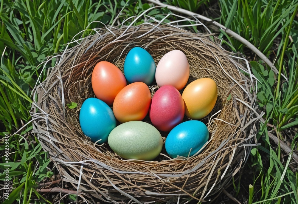 colorful easter eggs in easter basket colorful easter eggs in easter basket