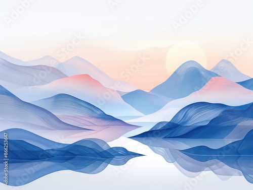 Abstrakte Berglandschaft bei Sonnenaufgang