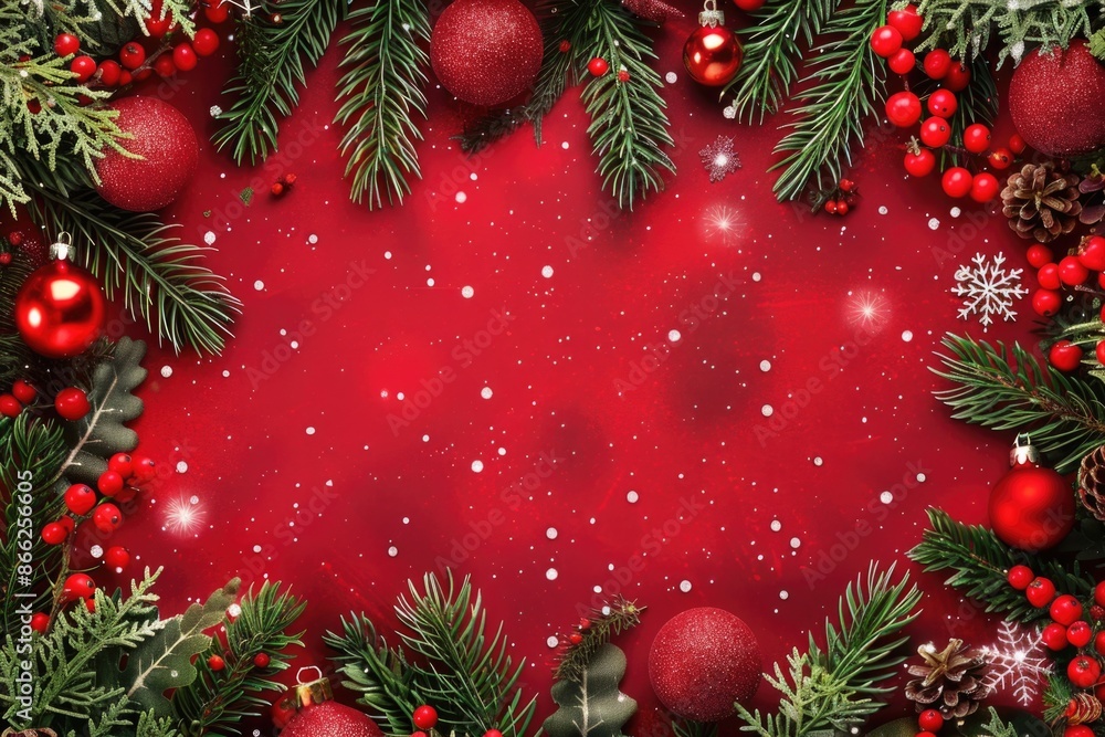 Christmas Red Background. Festive Holiday Card Design with Merry Christmas Greeting Christmas Red Background. Festive Holiday Card Design with Merry Christmas Greeting