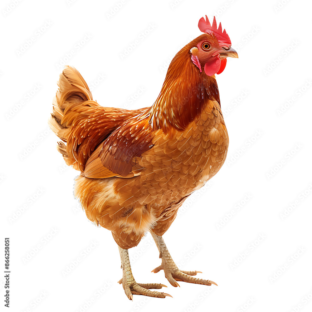 Fototapeta premium Rooster and chicken, on transparent background. 