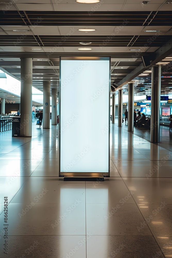 Blank Advertising Billboard in Airport Terminal. Blank Advertising Billboard in Airport Terminal.