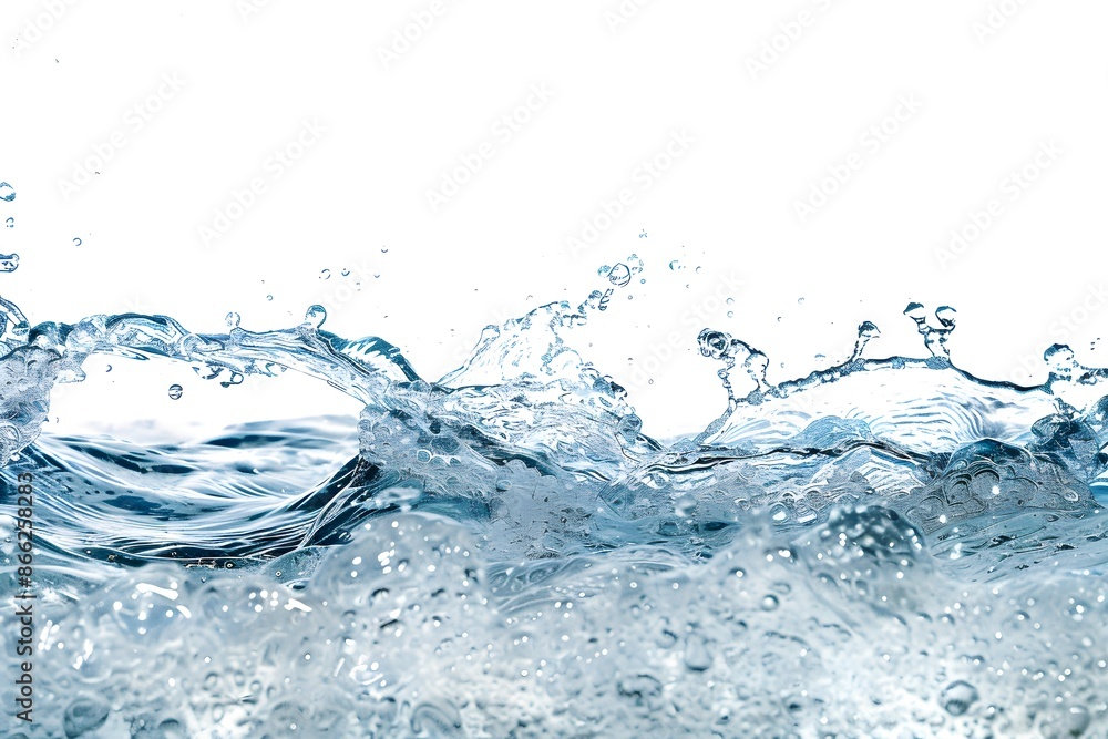 Abstract background with blue water waves, splashes and drops isolated on transparent background Abstract background with blue water waves, splashes and drops isolated on transparent background
