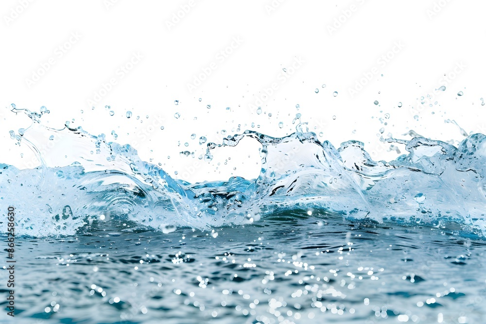 Abstract background with blue water waves, splashes and drops isolated on transparent background Abstract background with blue water waves, splashes and drops isolated on transparent background