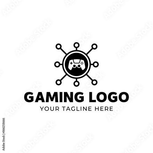 Game console and video games stick logo design template