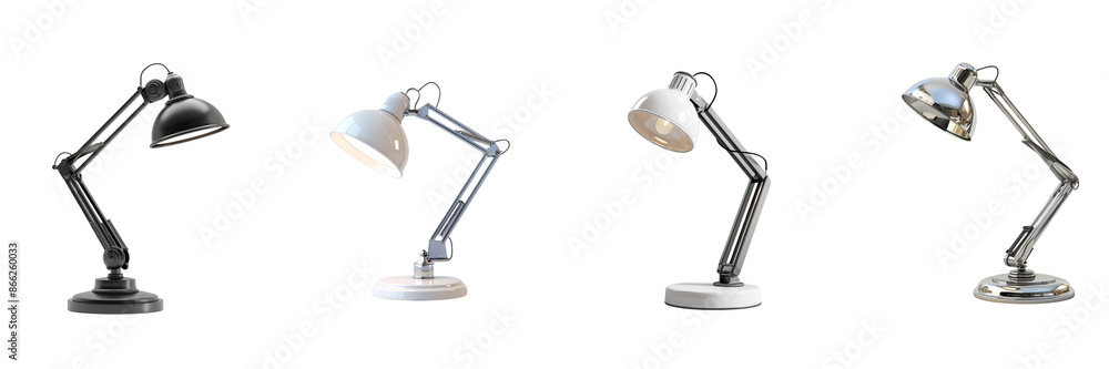 Set of desk lamp on transparent white background Set of desk lamp on transparent white background
