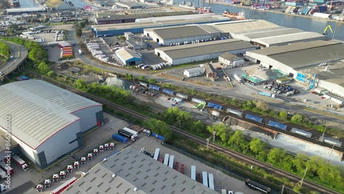Aerial Footage of Tilbury Port City of England United Kingdom. April 20th, 2024 photo