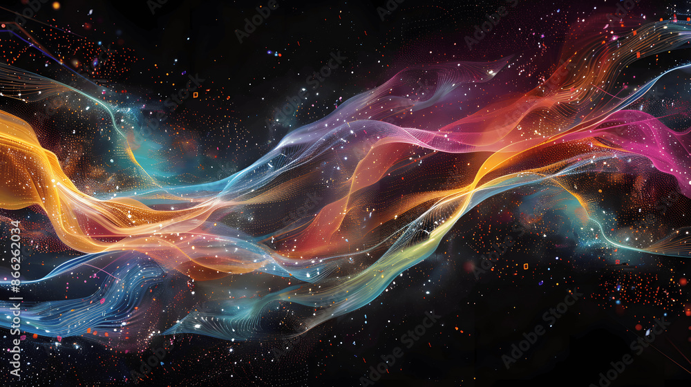 Data transfer with colorful waves conceptual abstract art Data transfer with colorful waves conceptual abstract art